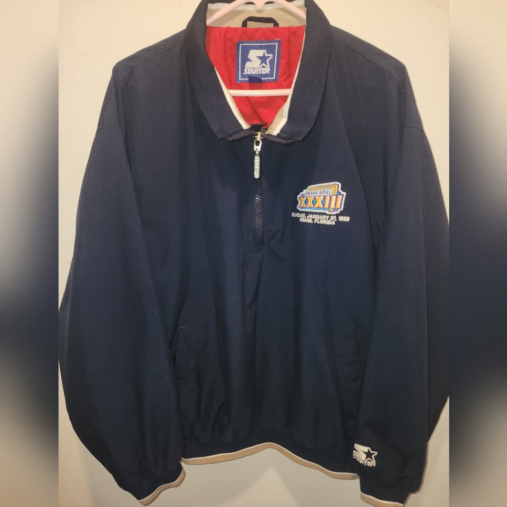 90'S VINTAGE STARTER SUPERBOWL XXXIII WINDBREAKER JACKET MENS LARGE